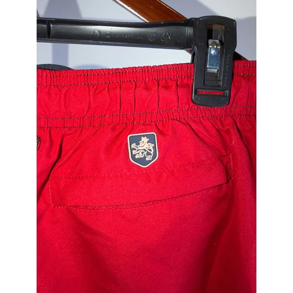 Nat Nasty Swim Trunks Mens Large Red‎ Elastic Waist Drawstring Board Shorts